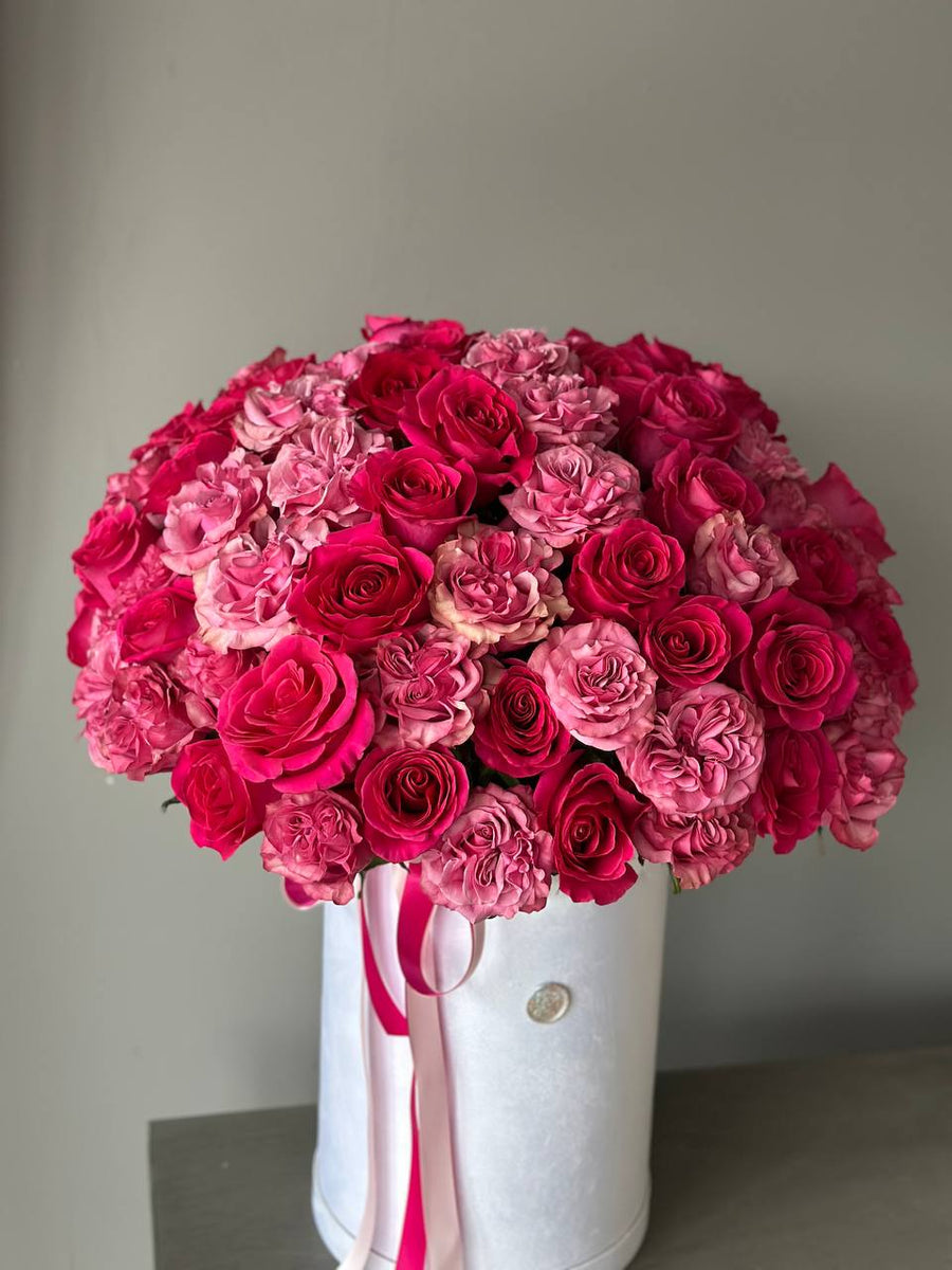 Pink Roses Box Flower Box Roses - Color To Choose – A&M Floral Place